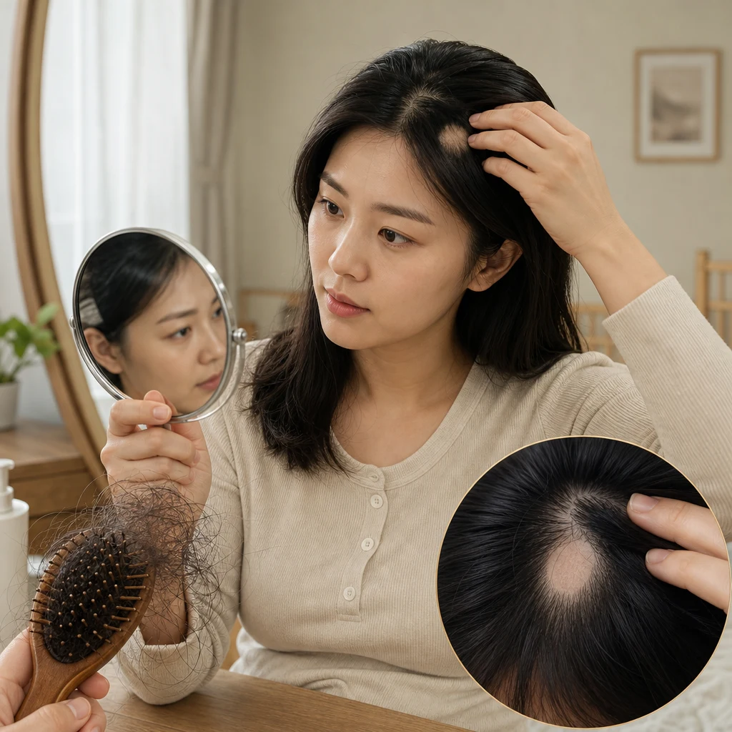 출산 후 전체 탈모와 원형탈모는 어떻게 구별하나요?